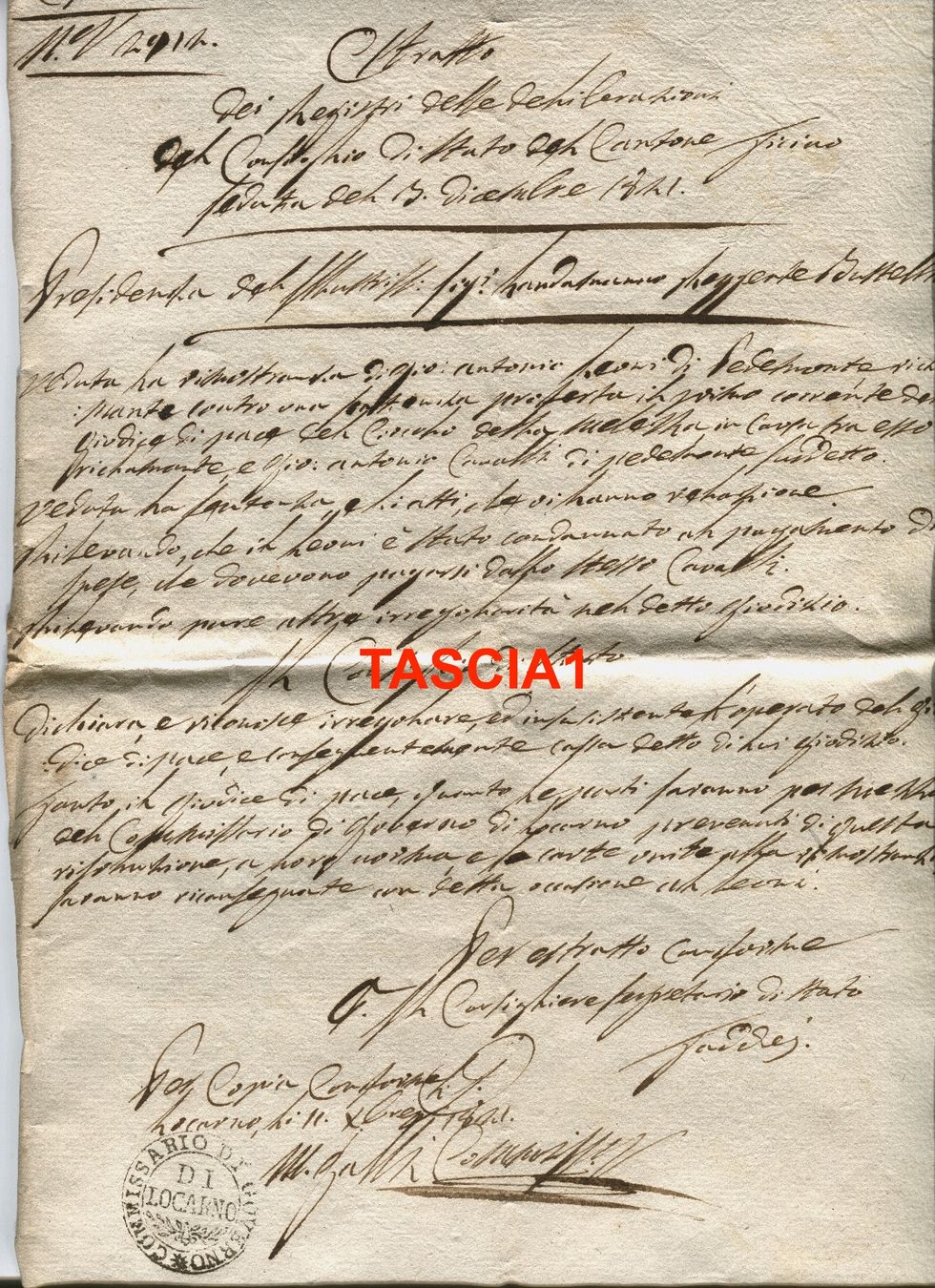 Dokumente: Terre di Pedemonte documento del Giudice di pace 1821 – Gebraucht aus coglio von Tascia1