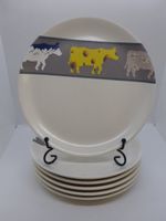 Landert lot de 6 assiettes à fondue en céramique décor vache
