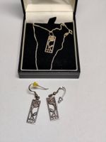 Silberschmuck Set Jugendstil Rose Kette & Ohrringe #A8