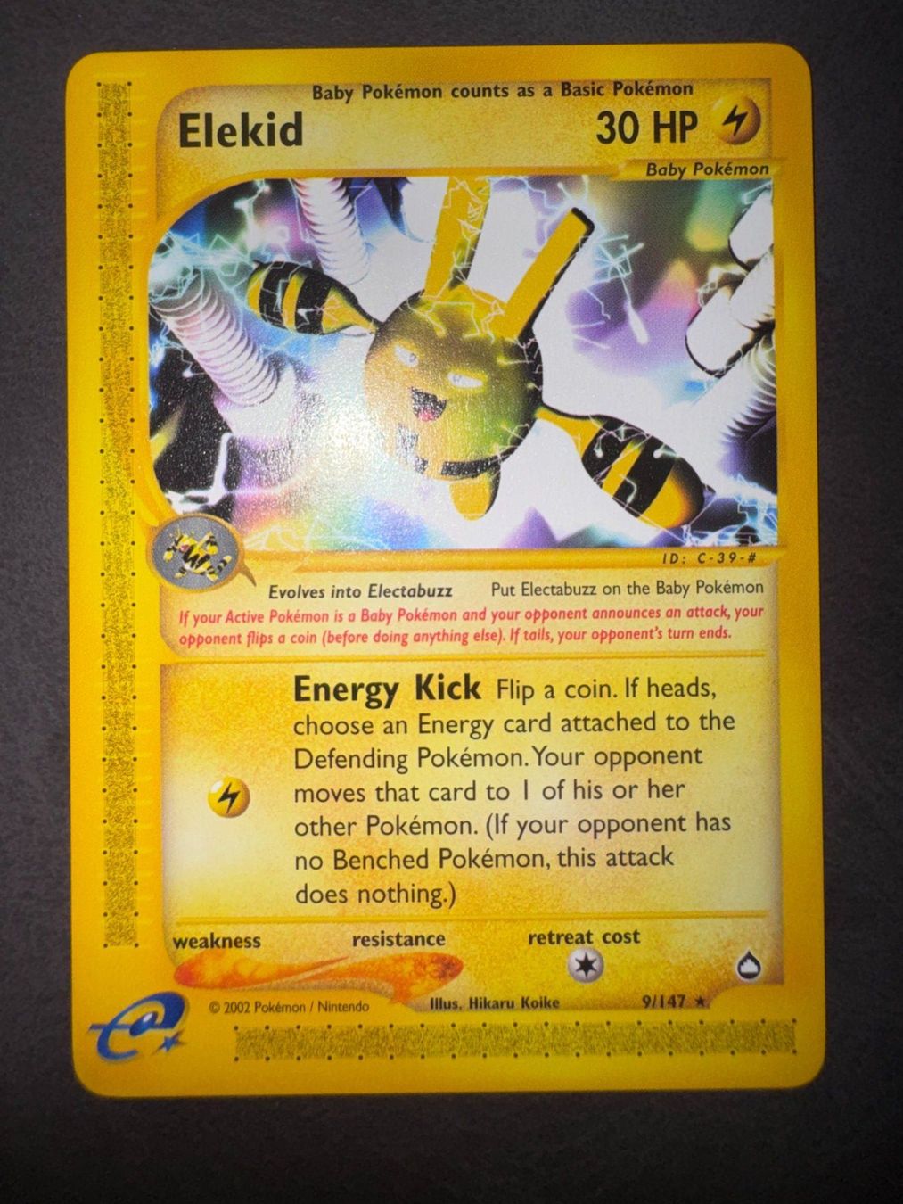 Pokémon Cartes à collectionner: Pokemon Elekid Rare 9/147 - Aquapolis - ENG – D'occasion à Erstfeld par PokeSandero