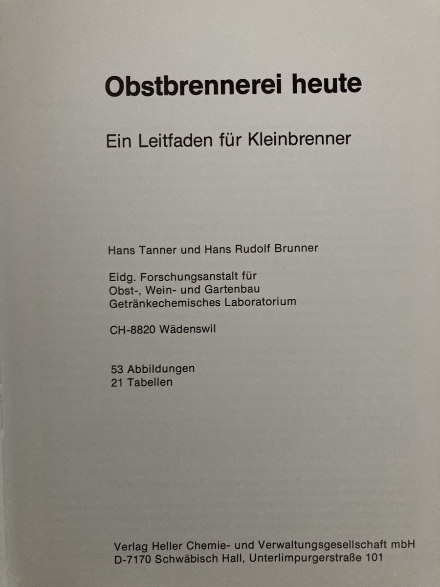 Bücher: Buch "Obstbrennerei heute" Tanner/Brunner – Gebraucht aus Zuerich von Balfrin 3