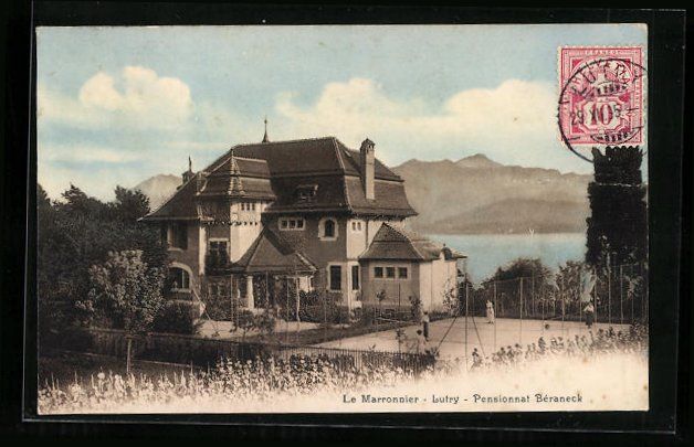 Cartoline postali: AK Lutry, Pensionnat Béraneck, 1914 – Usato da Berlin venduto da bartko-reher