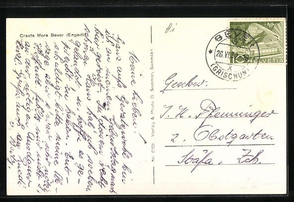Cartes postales: Bever /Engadin, Hotel-Pension Crasta Mor – D'occasion à Berlin par bartko-reher 1
