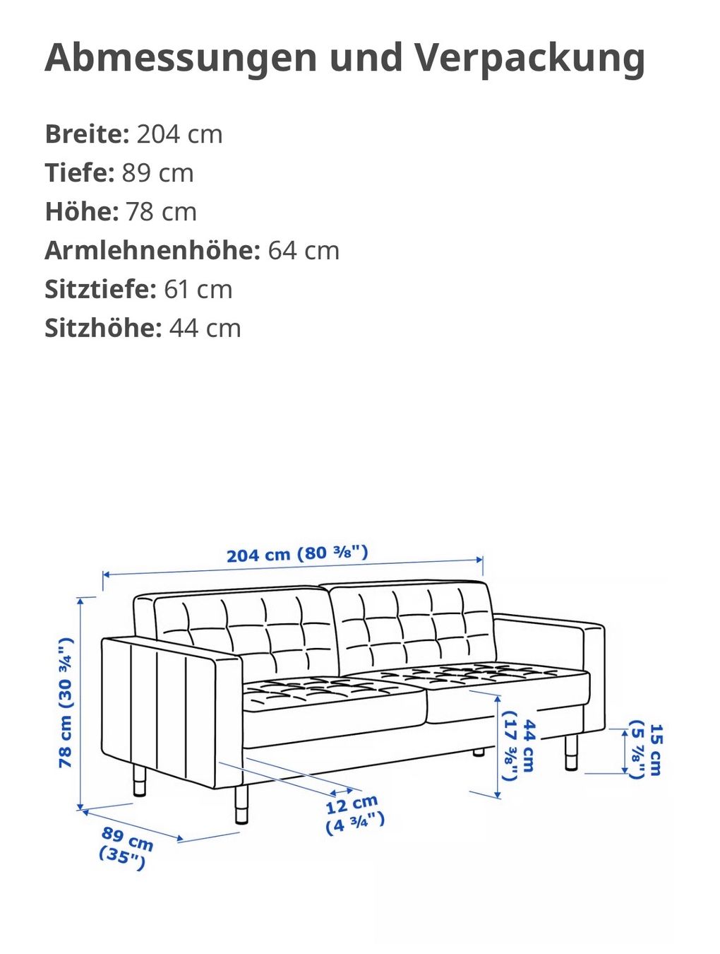 Ikea Divani: LANDSKRONA 3er-Sofa, Grann/Bomstad schwarz/Metall – Usato da Winterthur venduto da gio_6fnt 2