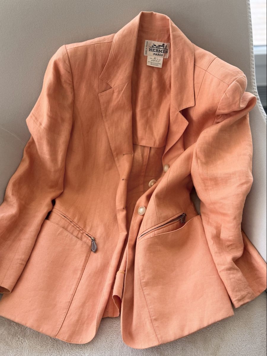 Hermès Giacche: Hermes Paris Linen Blazer Jacket Size M Peach Excellent Con – Usato da Zollikon venduto da houseofsamar