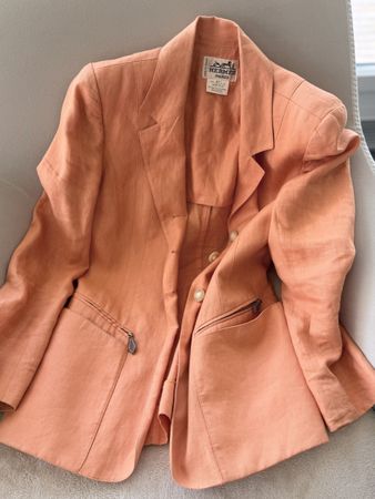 Hermes Paris Linen Blazer Jacket Size M Peach Excellent Con