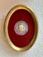 feines antikes Miniatur- Cameo gerahmt mit Perlenkette ✨Rar!