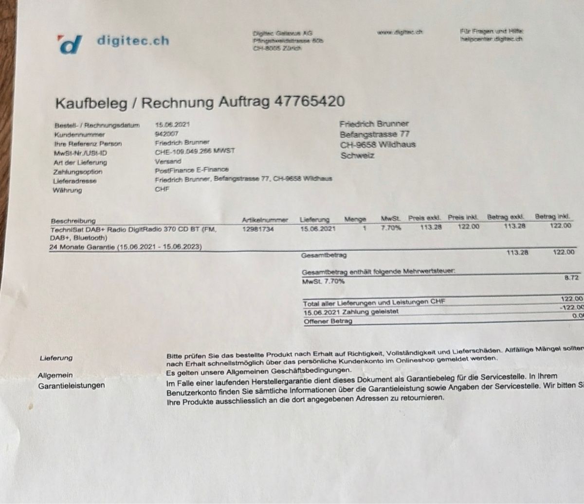 Technisat Sistemi audio & multimediali: TechniSat Digital Radio 370 CD BT – Usato da Bern venduto da Monica-h 1
