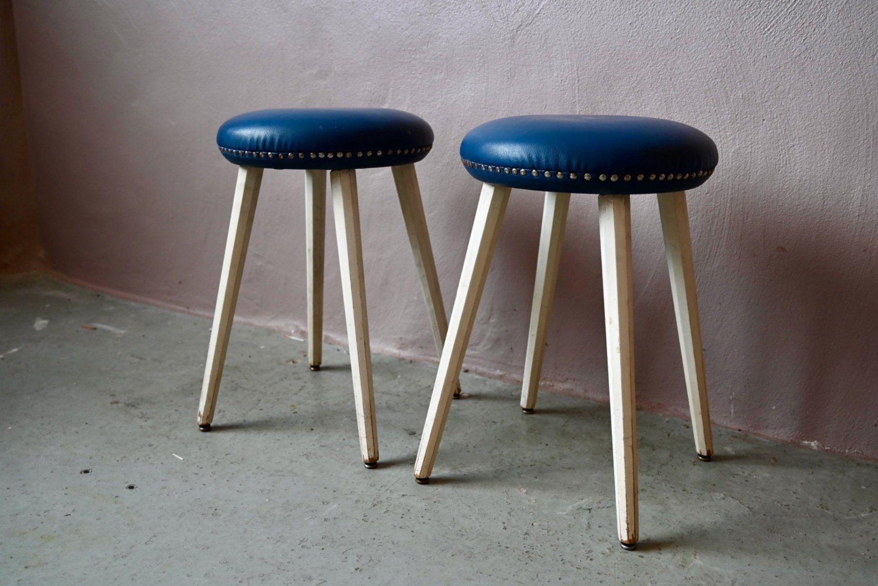 Tabourets: Paire tabourets rockabilly bleu bois blanc – D'occasion à COLMAR par Sophiebellelurette 4