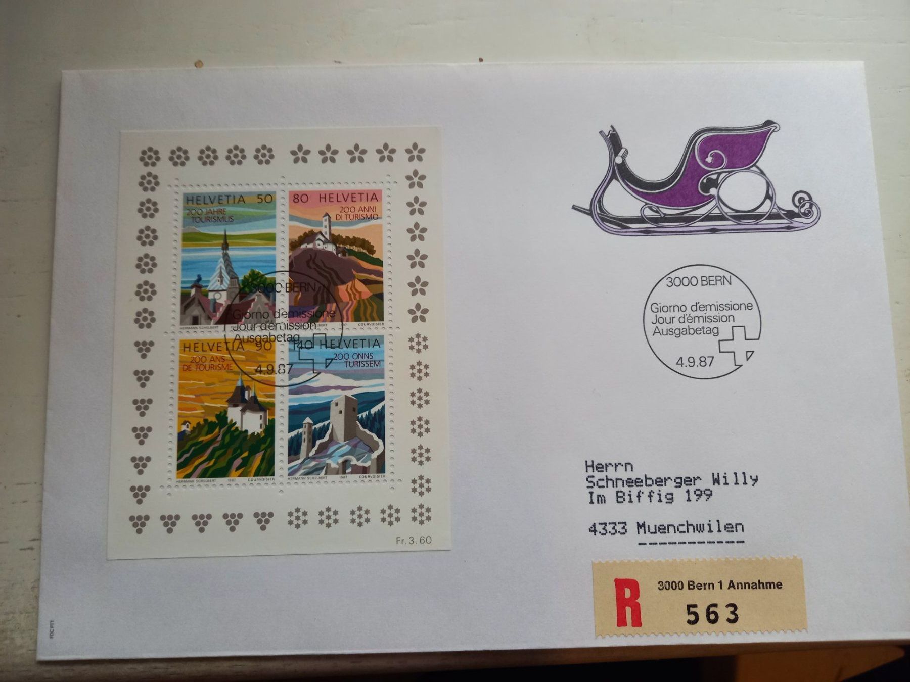 Tutti i francobolli: FDC 4.9.87, Block – Usato da Herzogenbuchsee venduto da Herkules9