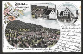 Zeiningen Lithografie 3 Bilder Gasthaus Adler Handlung etc.