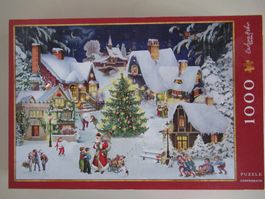 Puzzle 1000 Weihnacht im Dorf/Village on the hill komplett