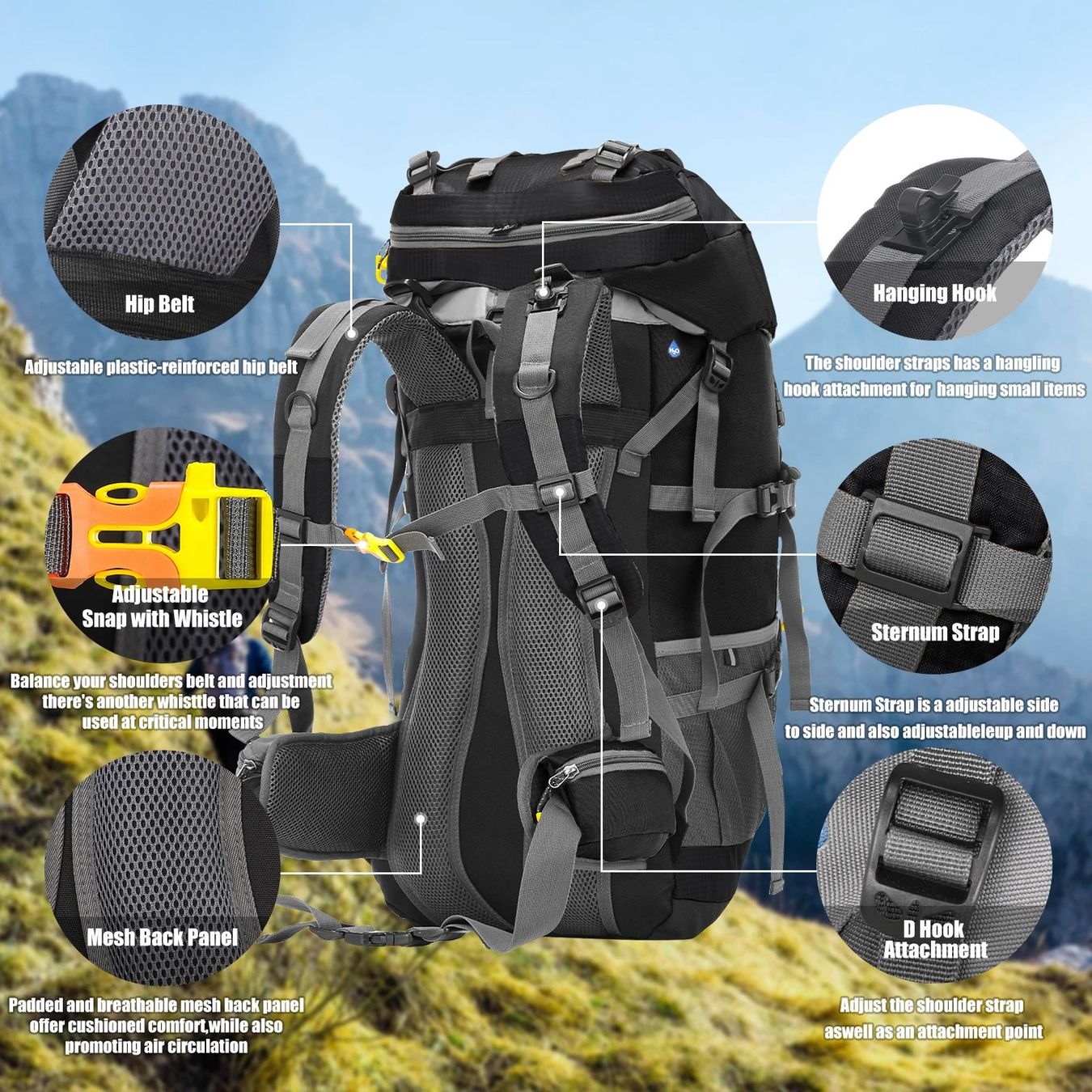 Zaini: NEU Wanderrucksack 60L Trekking / Sac à dos de randonnée – Nuovo e nell'imballaggio originale da Isérables venduto da Alfaga 2