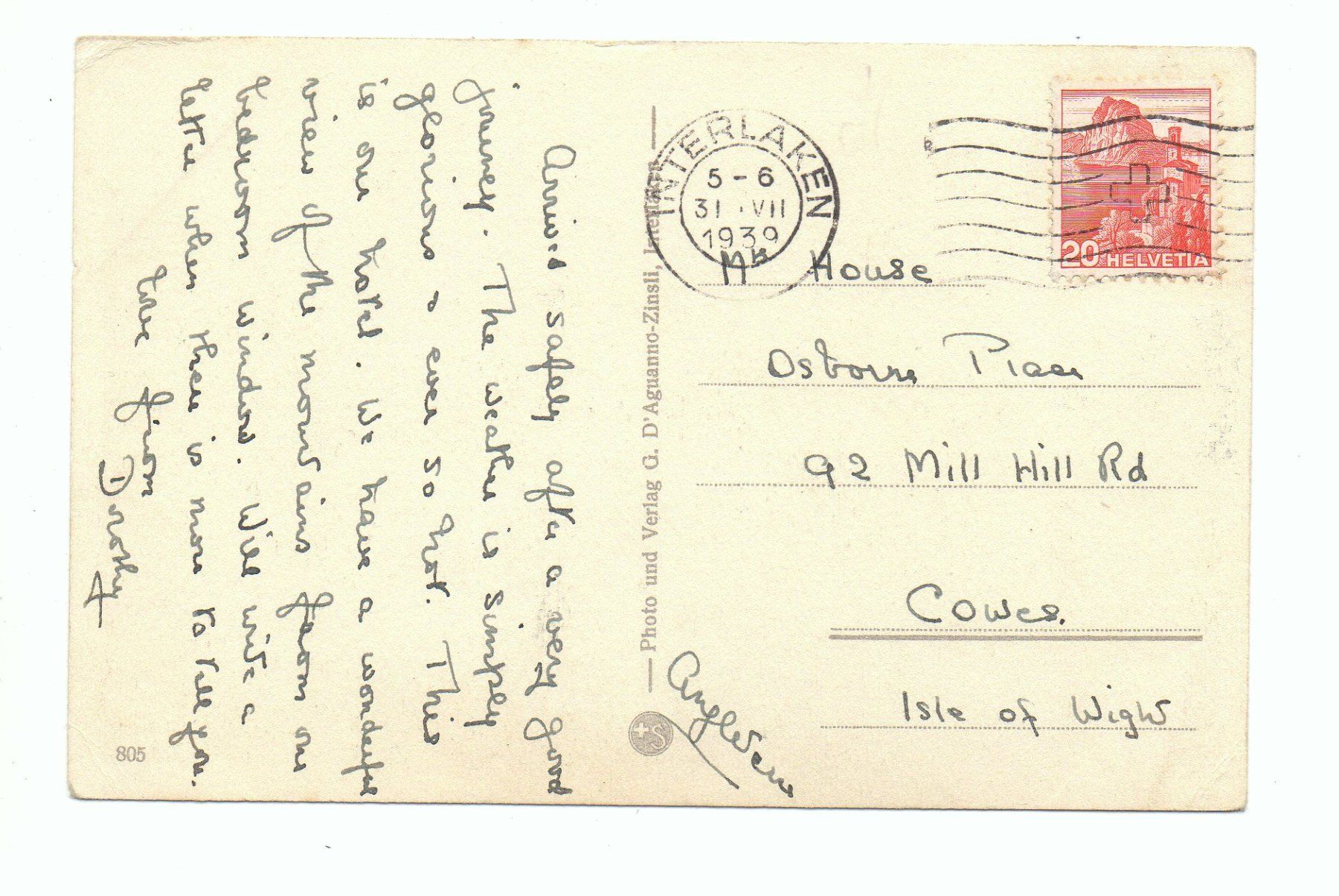 Cartoline postali: INTERLAKEN Hotel Beau-Site mit Harder – Usato da Jona venduto da philajona 1