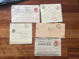 Lot 5 alte Belege  1893 -1950    (G1144)