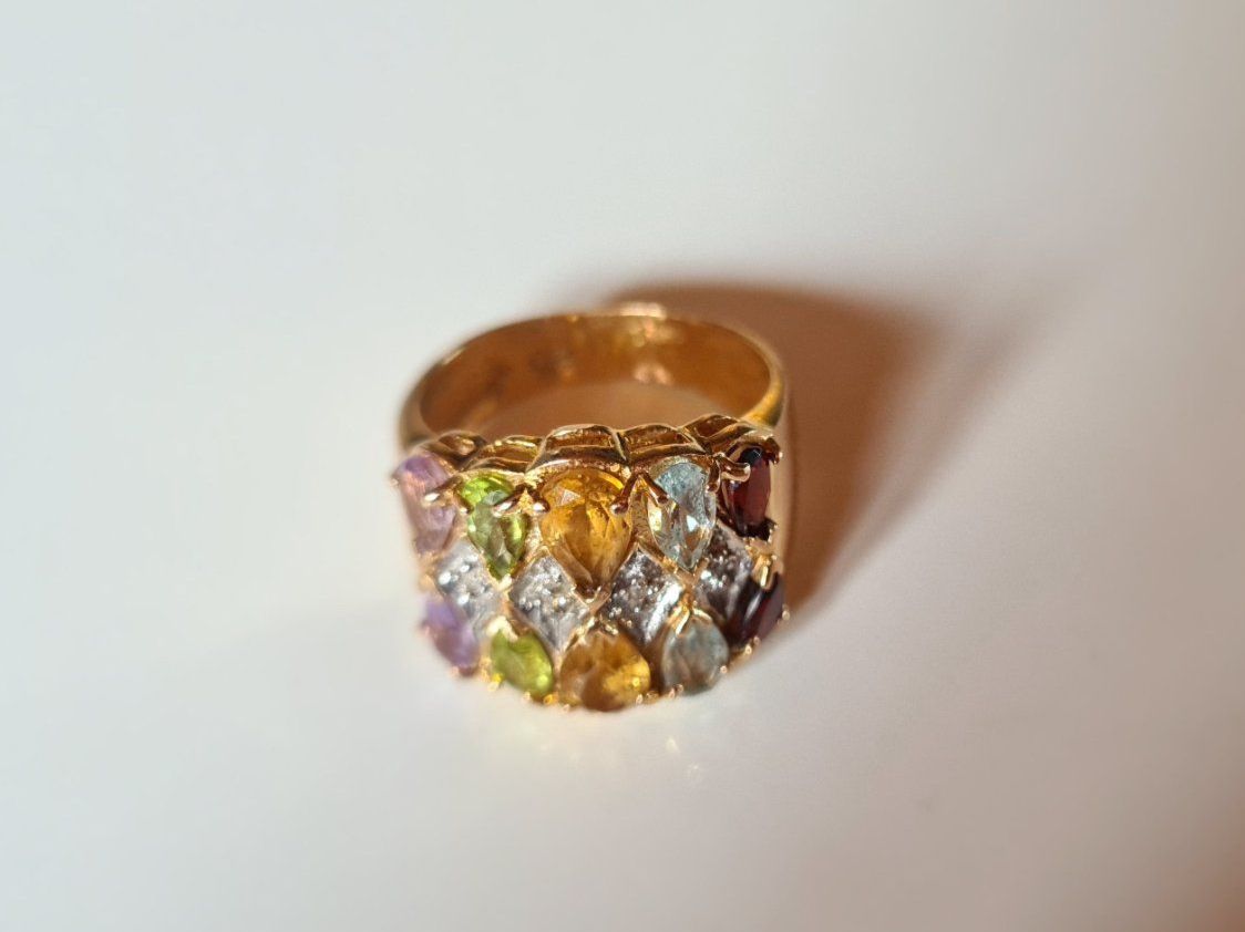 Anelli: Echt Goldring 14 Karat mit farbigen Steinen – Usato da Frauenfeld venduto da Purzli 2