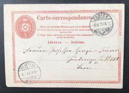 ANTIKE POSTKARTE SCHWEIZ 1873 KANTON ZÜRICH