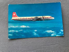 Alte Swissair Flugzeug Postkarte DC-6B, Jahrgang 1959