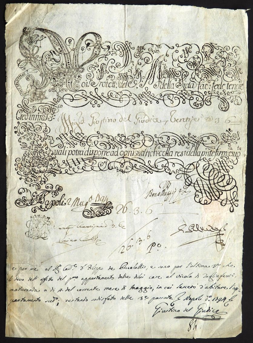 Documenti: Banca di Napoli, 1794 – Usato da Solothurn venduto da Sgasche