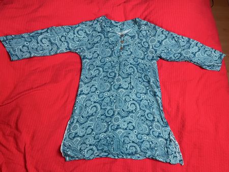 Sommerkleid Baumwolle Gr. M (L) türkis gemustert neuwertig