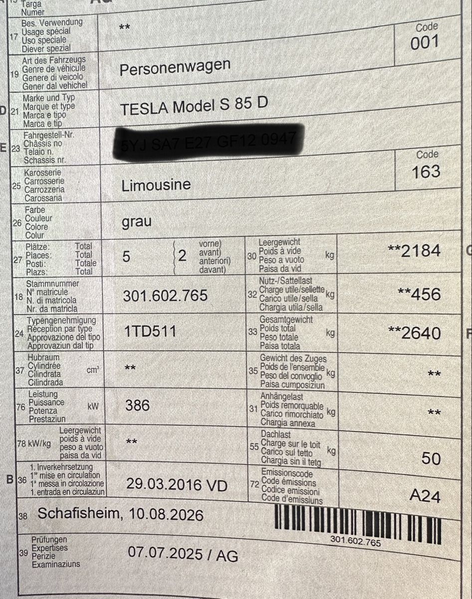 Tesla Automobili: Tesla Model S 85D mit Mfk – Usato da Suhr venduto da Portmann2005 4