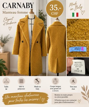 Manteau femme Carnaby jaune matière polyester taille M