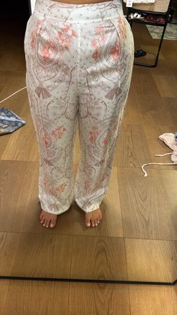 Hermes silk pants size 38 print elastic waistband