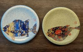 2 Stück Teller Kunststoff Japan Motiv Fische