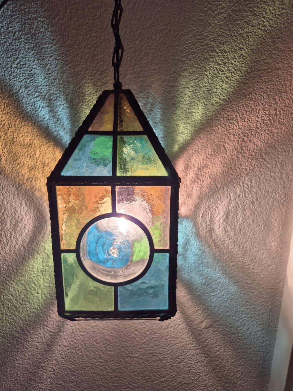 Lampadari & plafoniere: Alte Deckenlampe / Pendelleuchte /Laterne mit Bleiverglasung – Usato da Uster venduto da newwave0 6