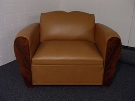 grosser ART DECO Havanna Club Sessel neu bezogen