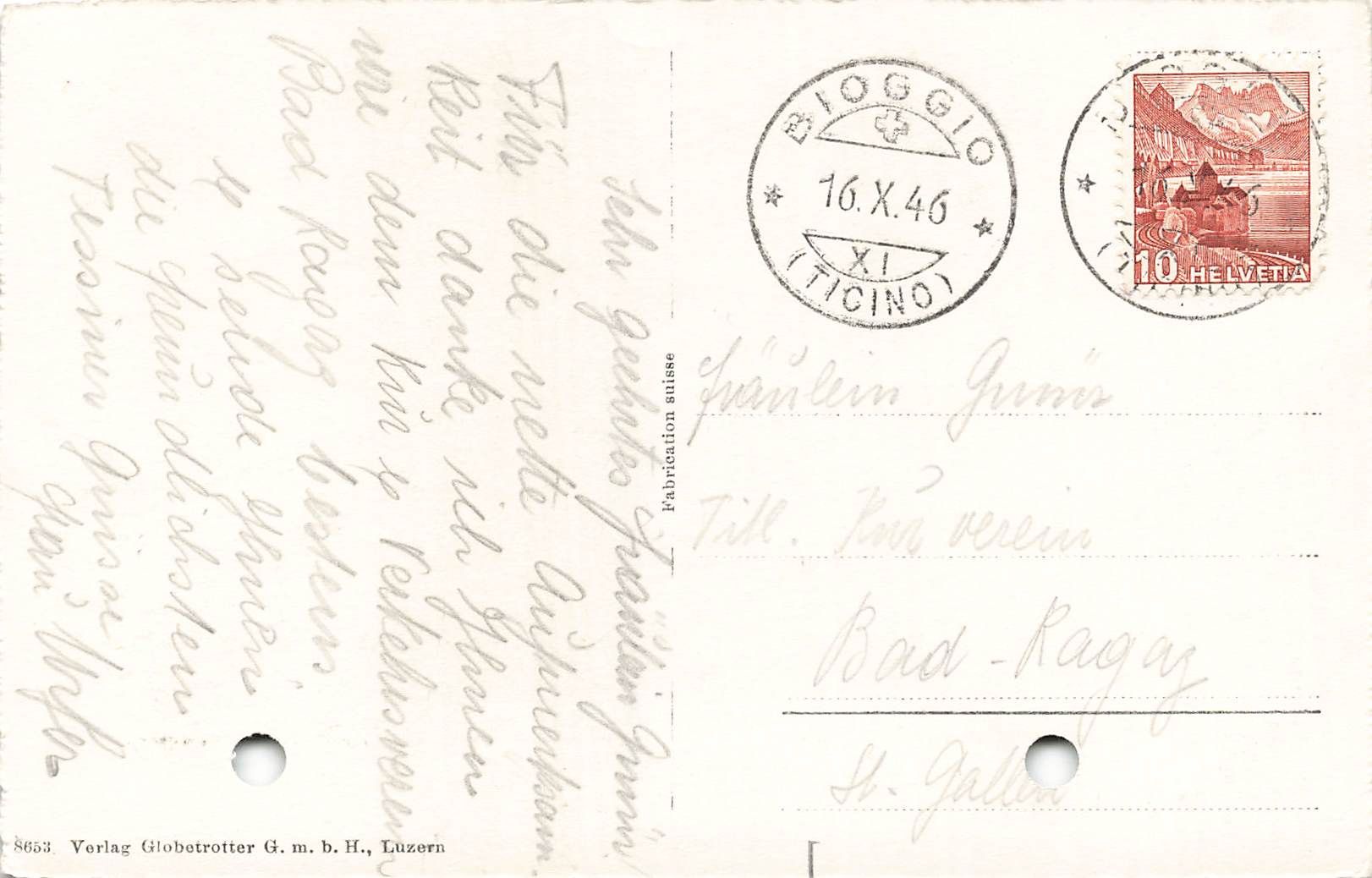 Cartoline postali: Ponte Tresa con due buchi – Usato da Biasca venduto da Blenio71 1