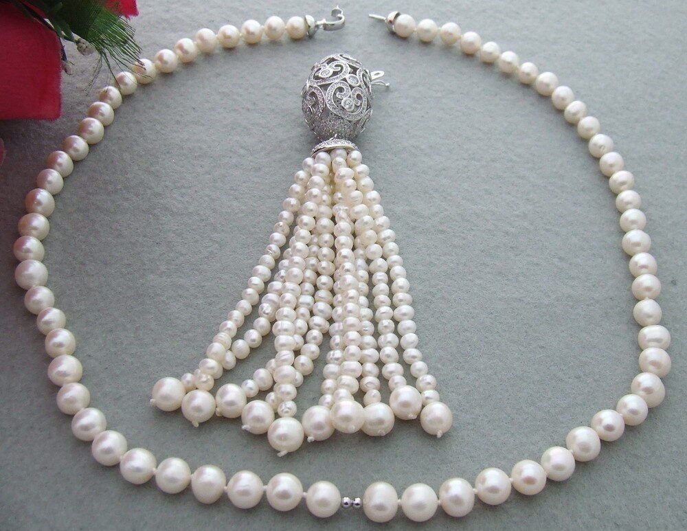 Catenine: Statement Perlen Kette Echt Collier Perle Art Deco Vrai – Nuovo (secondo la descrizione) da Prilly venduto da ilyria73 4