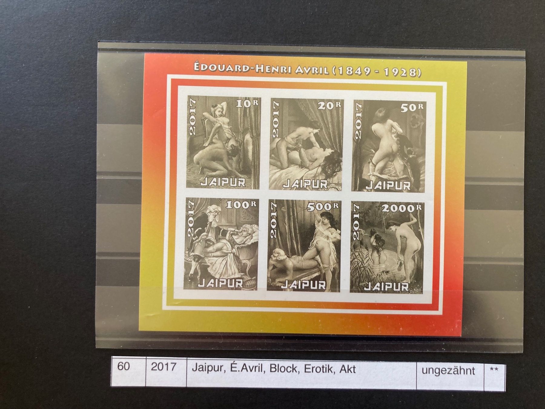 Tutti i francobolli: Jaipur, E. Avril, Erotik, Akt, Malerei – Nuovo (secondo la descrizione) da Domat/Ems venduto da Lareina2015