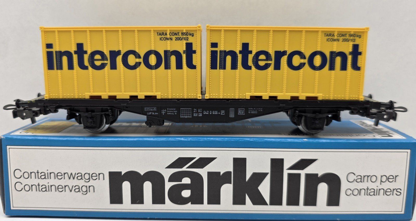 Märklin Trains électriques: Märklin 4670 DB Container Tragwagen Intercont Export 1989 – Neuf avec emballage d'origine à Derendingen par Benfis