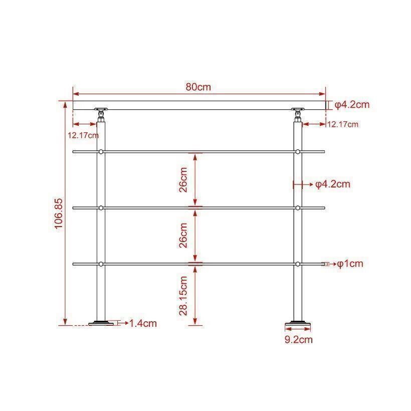 Ringhiere: 57202 - Edelstahl Treppengeländer 80cm - 3 Querstreben – Nuovo e nell'imballaggio originale da Wallenwil venduto da toesstal-vertrieb 8