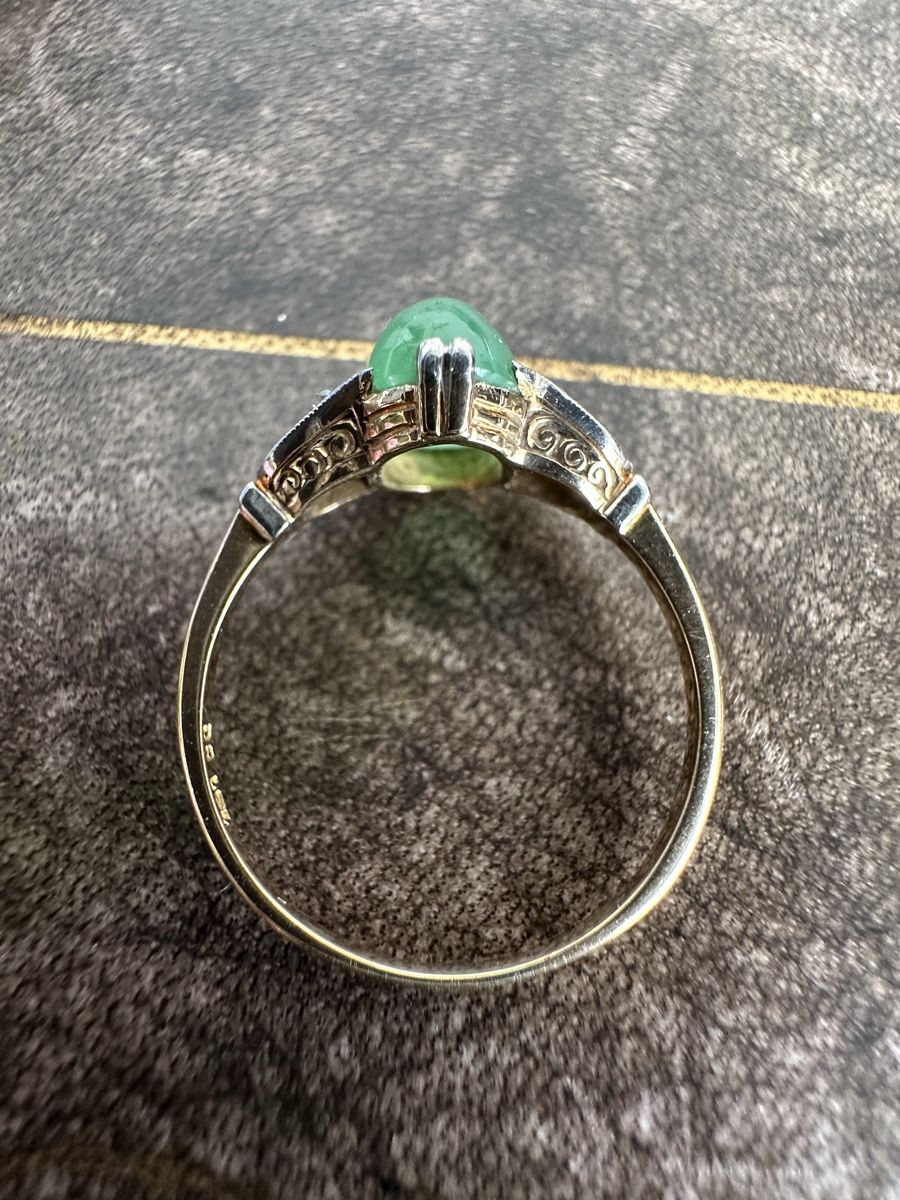Anelli: Art Deco Chrysopras Ring 750 Gold – Usato da Fribourg venduto da contessa 3