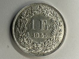 1 Fr. Silber Schweiz 1955 -vz