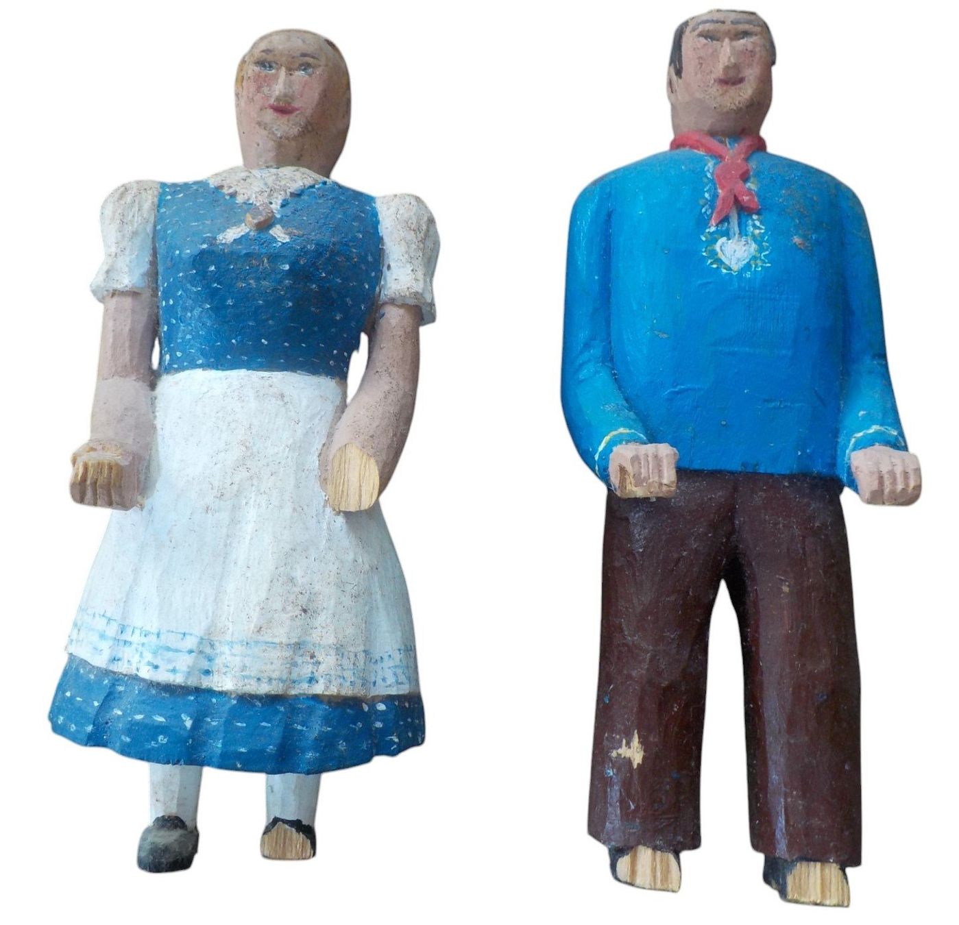 Statuette: Holzfiguren antik - Senn und Sennerin – Usato da Mörschwil venduto da antiksalon