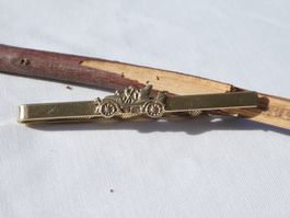 Vintage Krawattennadel, vergoldet, mit Oldtimer