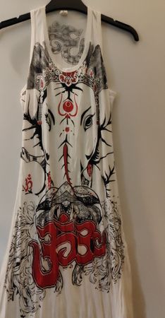 Sommerliches Kleid mit speziellem Ganesha-Motiv, Gr. xs