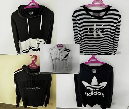 felpe armani, ck, replay e adidas