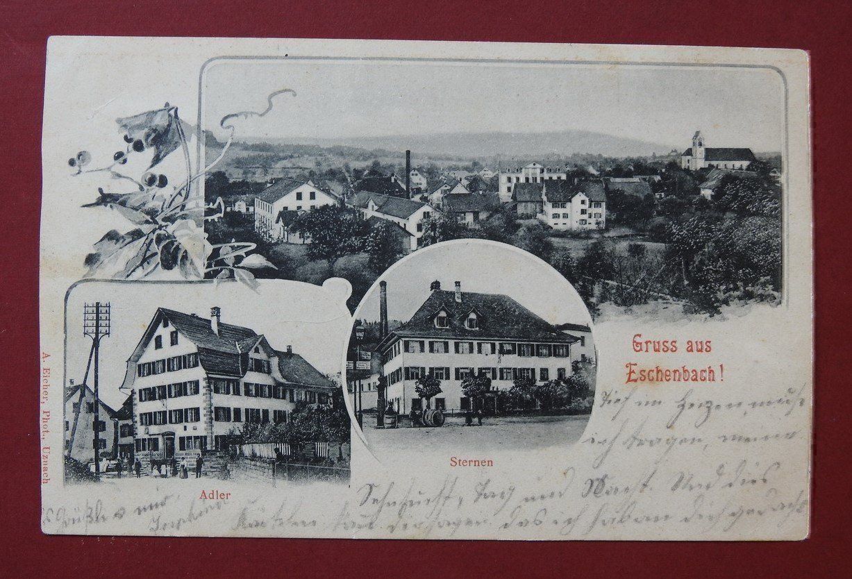 Cartoline postali: Gr. a. Eschenbach Gasth. Adler + Sternen – Usato da Rain venduto da 999-800-K