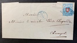FALTBRIEF SCHWEIZ 1851 RAYON I MIT ATTEST