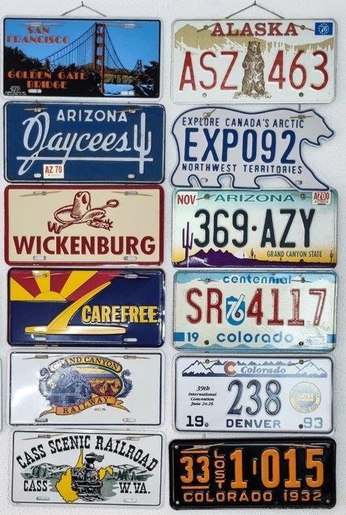 OPO 10 - 5 Echte US-Autokennzeichen Als Metall-Repliken - Perfekt Für Sammler Und Deko