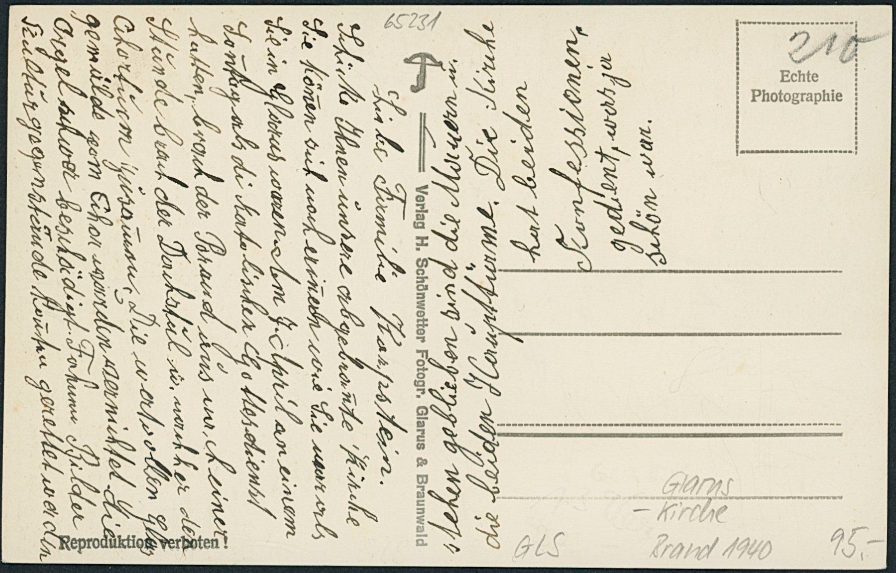 Cartoline postali: GLS Glarus - Brand - Katastrophe - Feuer – Nuovo (secondo la descrizione) da Schindellegi venduto da leecollect 1