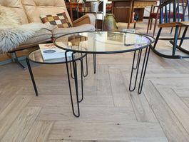 Vintage 3er  Tisch set mit Glas 70s italian