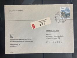 Schweiz 1984 R-Brief 1.7 Fr. Krebs 8032 Zürich 32 Neumünster