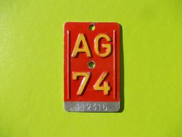 Velonummer / Fahrradnummer AG 74