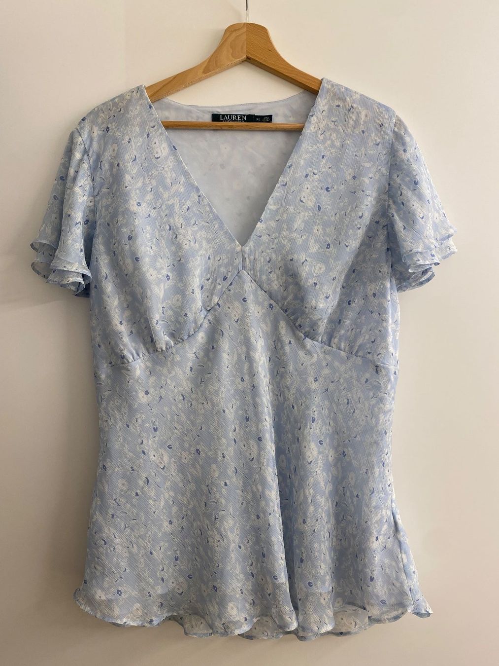 Ralph Lauren Camicette: Ralph Lauren Bluse mit Blumenmuster hellblau Gr. XL – Usato da Pratteln venduto da a23_j2gs