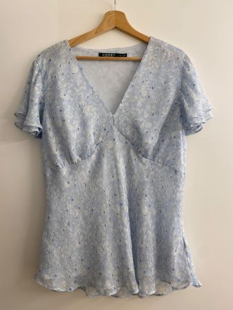 Ralph Lauren Bluse mit Blumenmuster hellblau Gr. XL